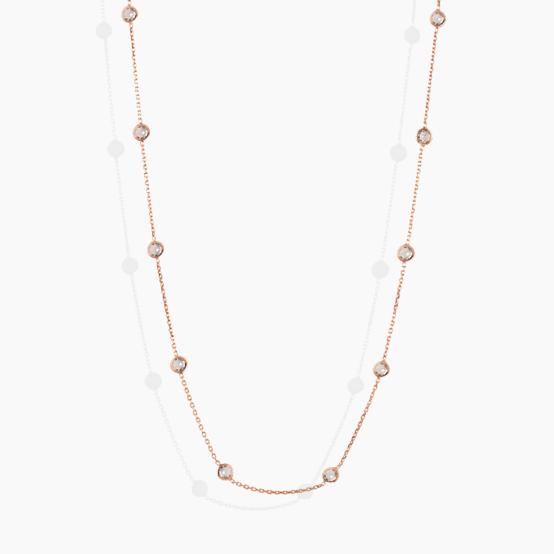 Collar Largo de Plata de Ley 925 con Circonitas