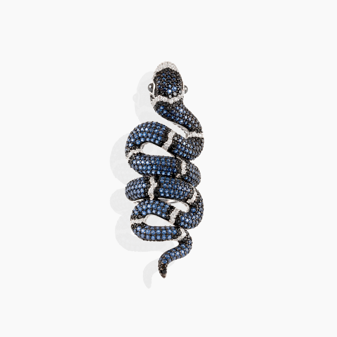 Anillo Serpiente de Plata 925 con Circonitas Marrones