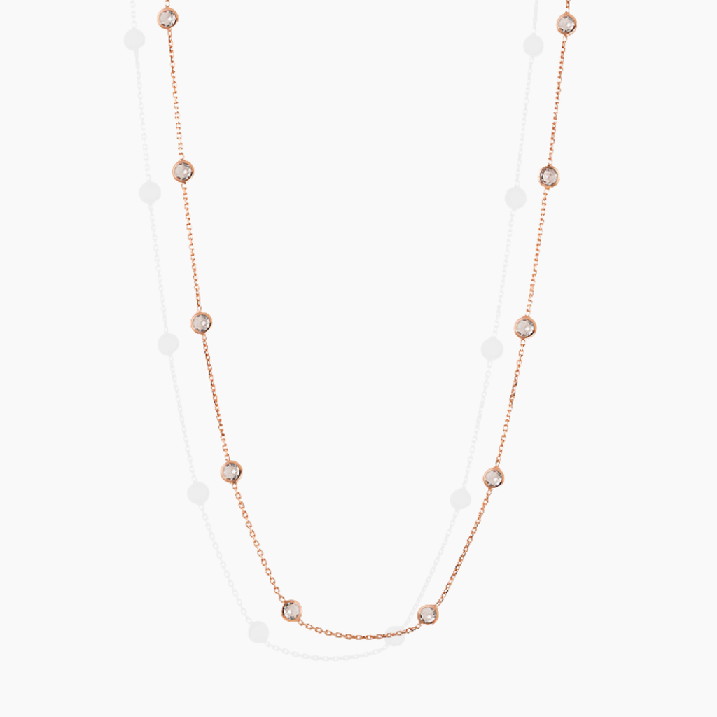 Collar Largo con Circonitas en Oro Rosa