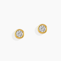 Pendientes Solitario de Oro Amarillo con Circonita