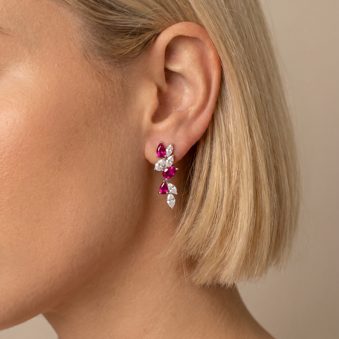 Pendientes Fucsias Plata de Ley 925 con Circonitas