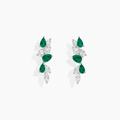 Pendientes largos de plata de ley 925 con baño en rodio y circonitas blancas y verde esmeralda de NILU.