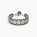 Pulsera boho marrón con circonitas blancas y verdes