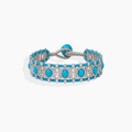 Pulsera boho turquesa con circonitas engastadas y tejido artesanal