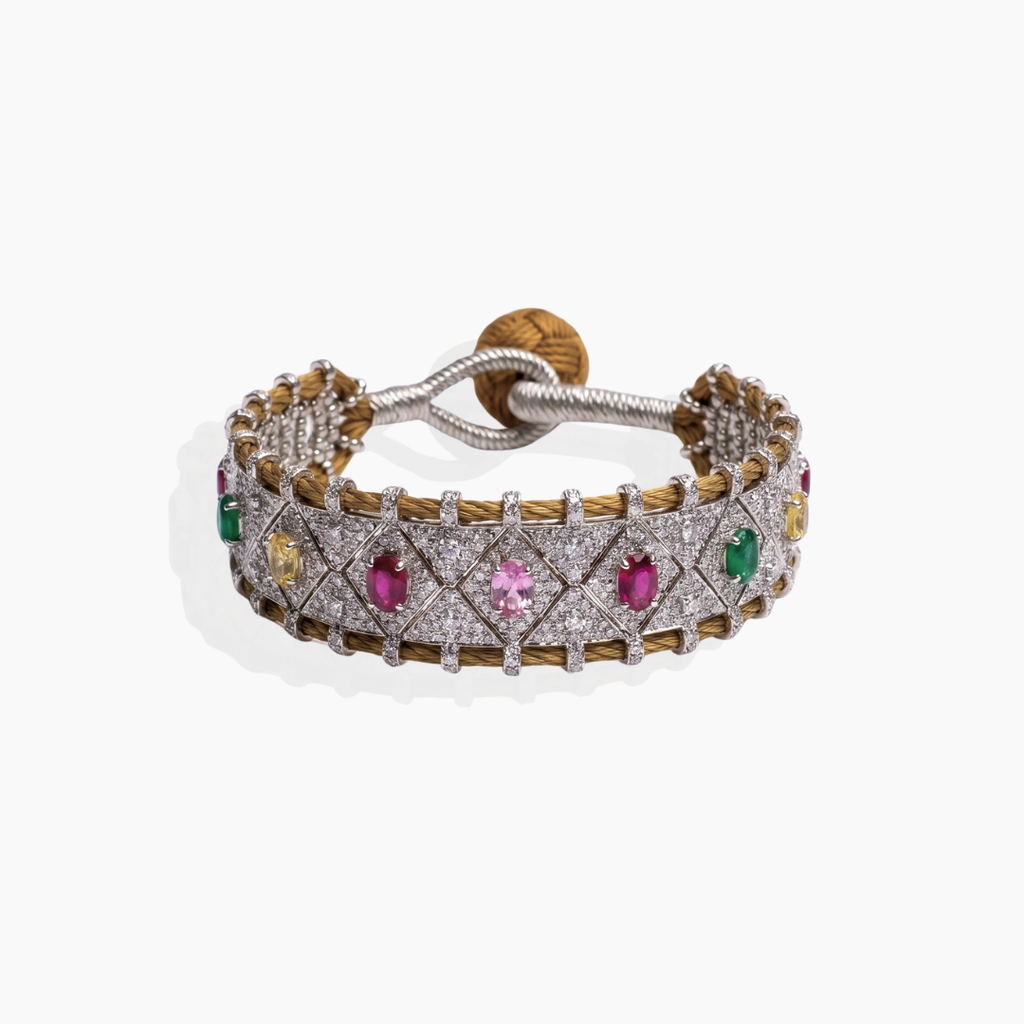 Pulsera multicolor con circonitas blancas y de colores